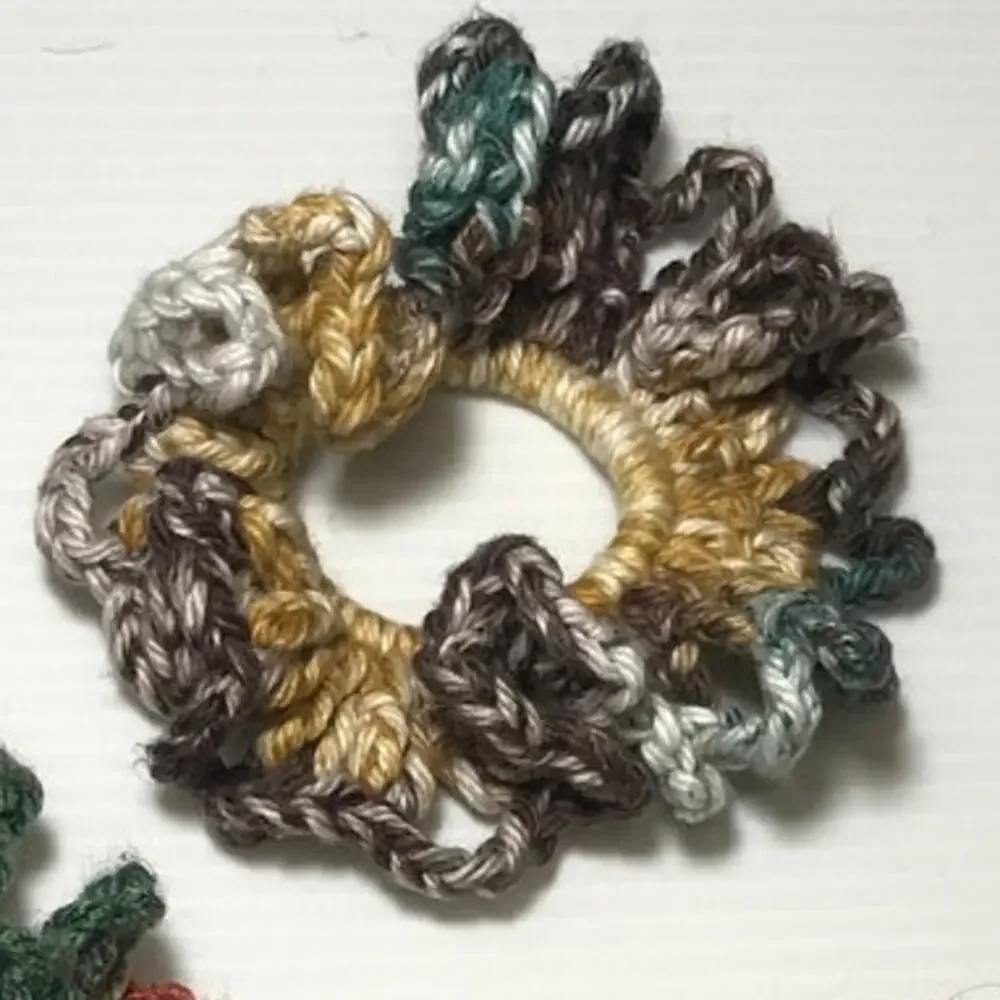 NWT Multicolor Handmade Crocheted Hair Scrunchie Set of 3